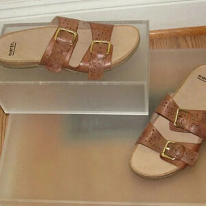 EARTH Sandy Antigua Leather Slip-On Sandals Sz 11W